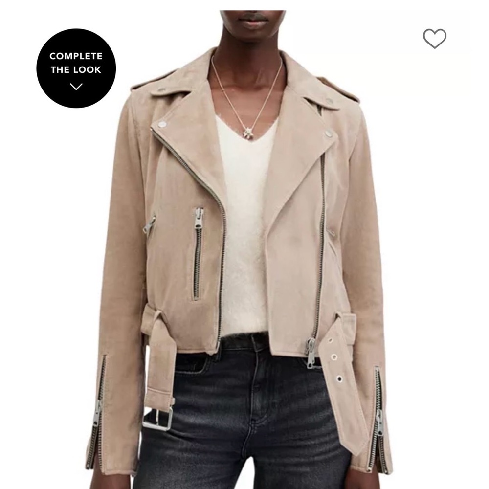 All Saints Beige Leather Jacket